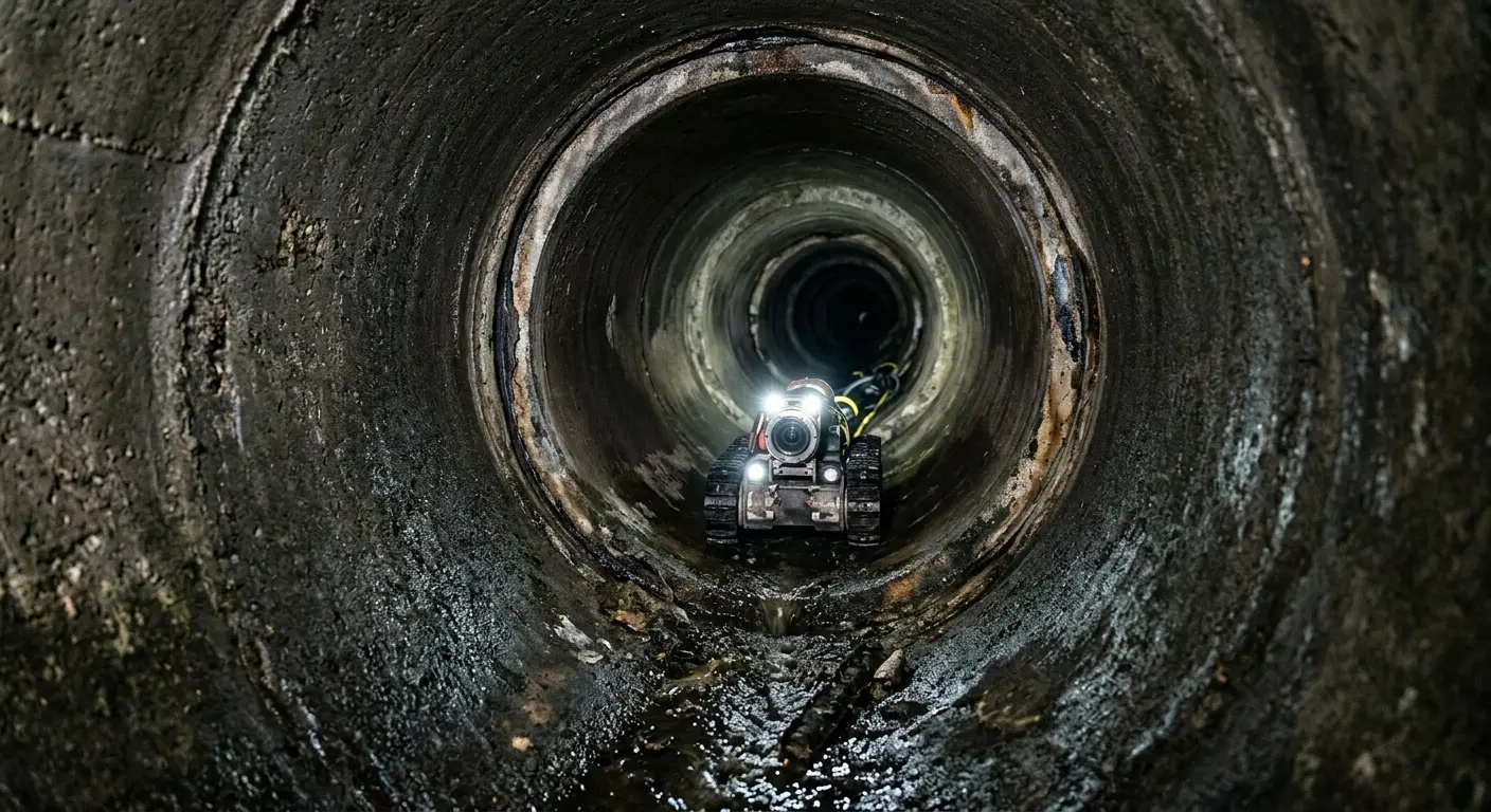 Robotic sewer camera inspecting pipe interior for Sewer Line Repair in Westfield